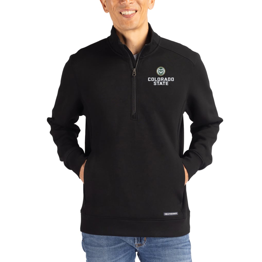  Colorado State Rams Cutter & Buck Roam Eco Recycled Quarter-Zip Pullover - Black